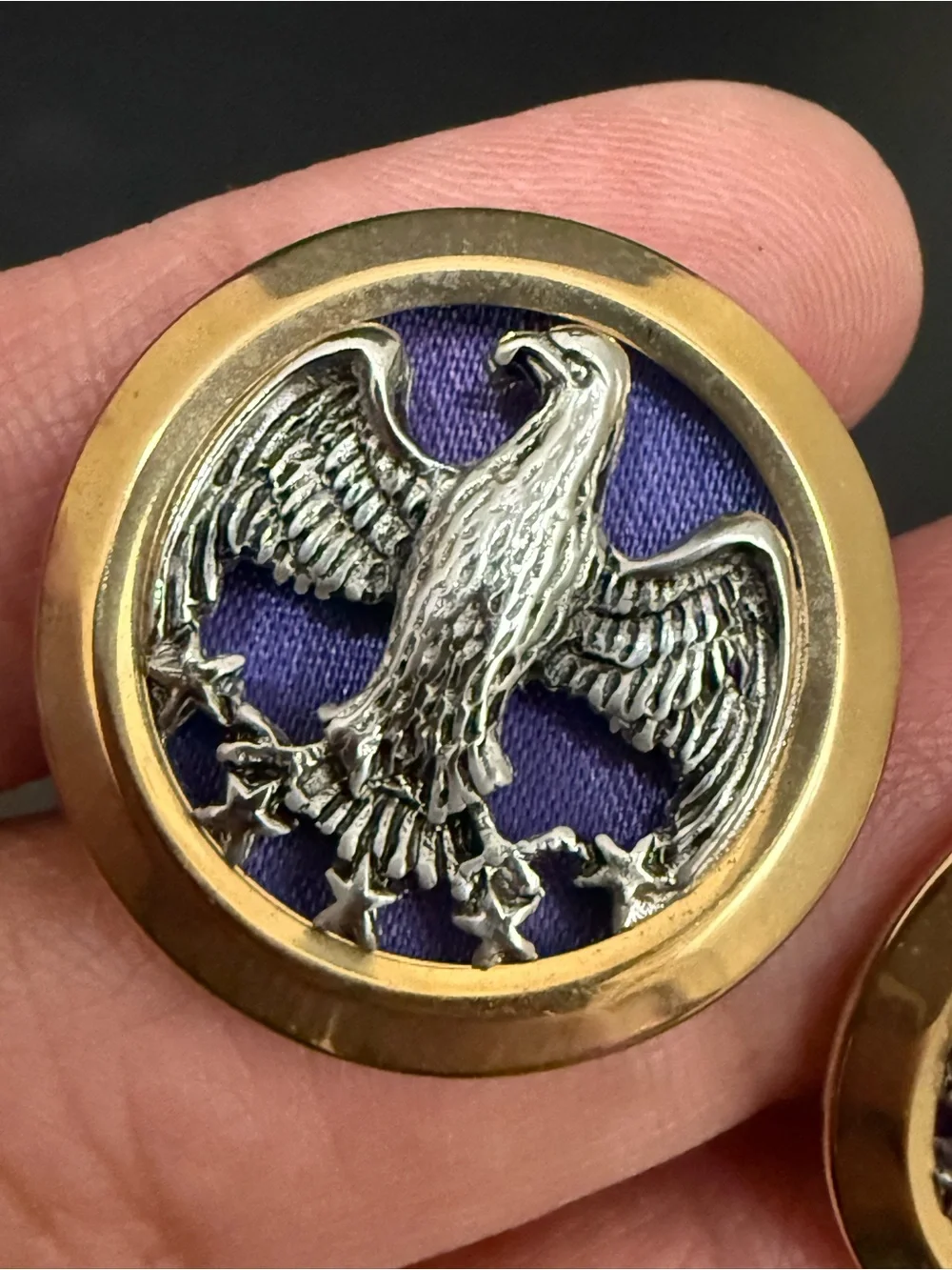 Vintage ANSON Gold-tone Bald Eagle Emblem Cufflinks